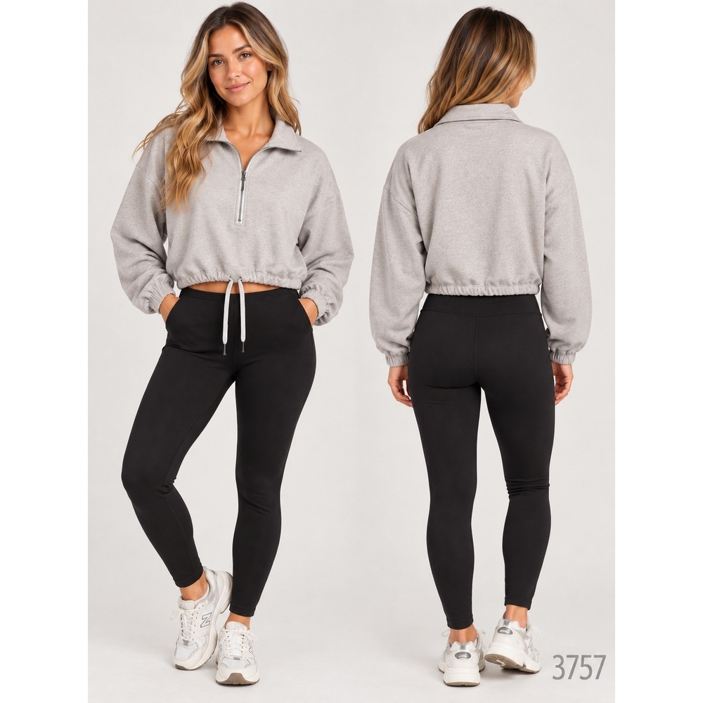 Vuori Pullover Womens XS Heathered Beige Half Zip Drawstring Sweatshirt VW269